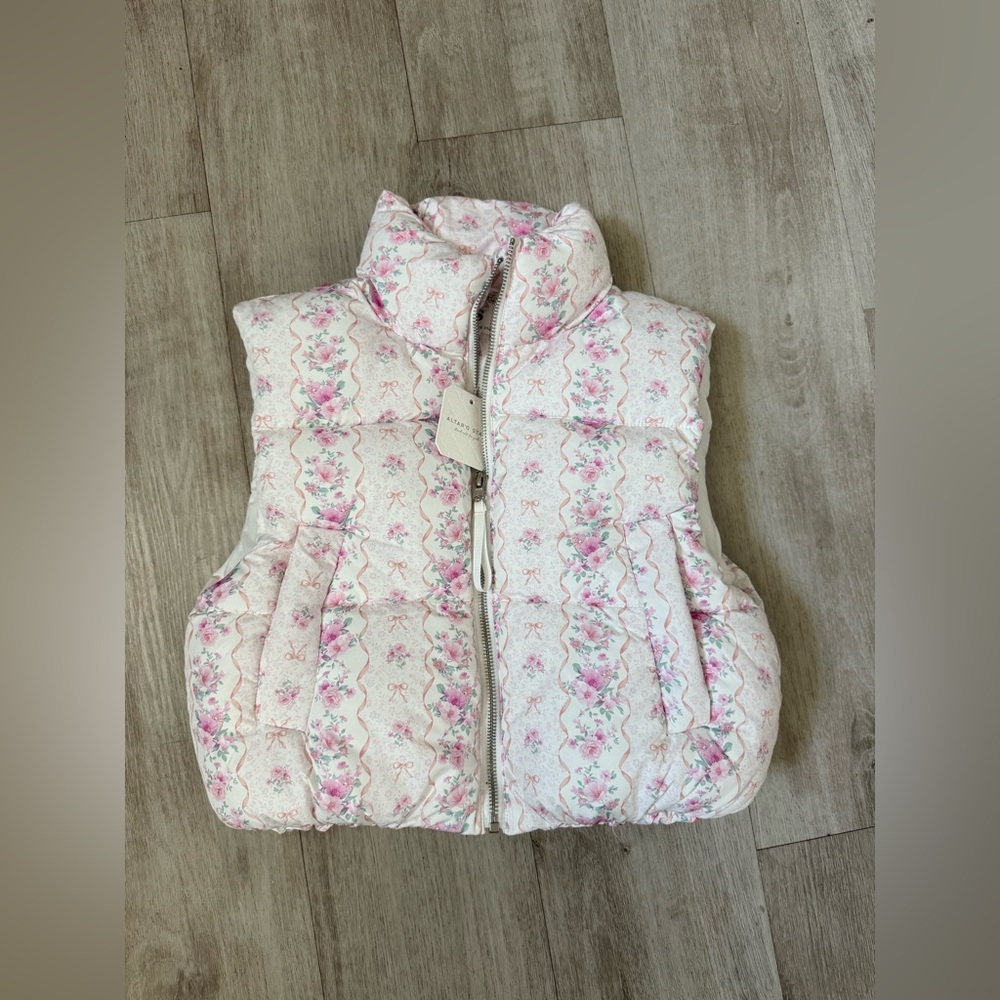 Altar’d State Pink Floral Quilted Puffer Vest